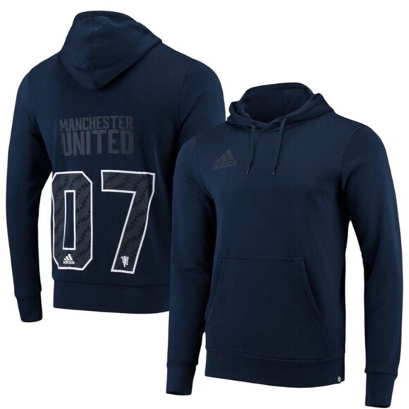 Adidas Manchester United #07 Sweatshirt Hoodie Soccer Premier League Blue Mens L - Picture 1 of 11